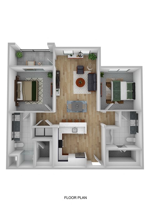 Floor plan for 2 beds, 2 baths, 1094 sqft